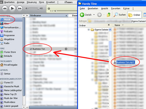 Mp3 wird nach iTunes kopiert