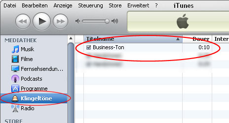 Klingelton ist in iTunes