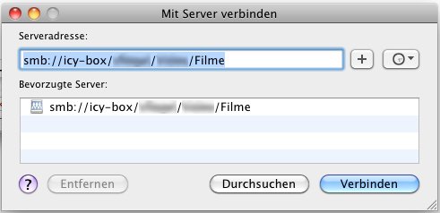 Mit Server verbinden (Apfel+k)